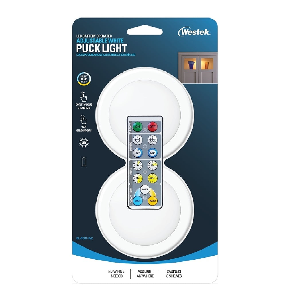 Westek BL-PCCT-W2 Adjustable Puck Light, White