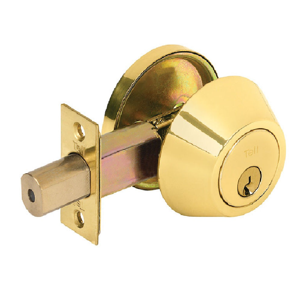 Tell RL100207 Single Cylinder Deadbolt, Bright Brass