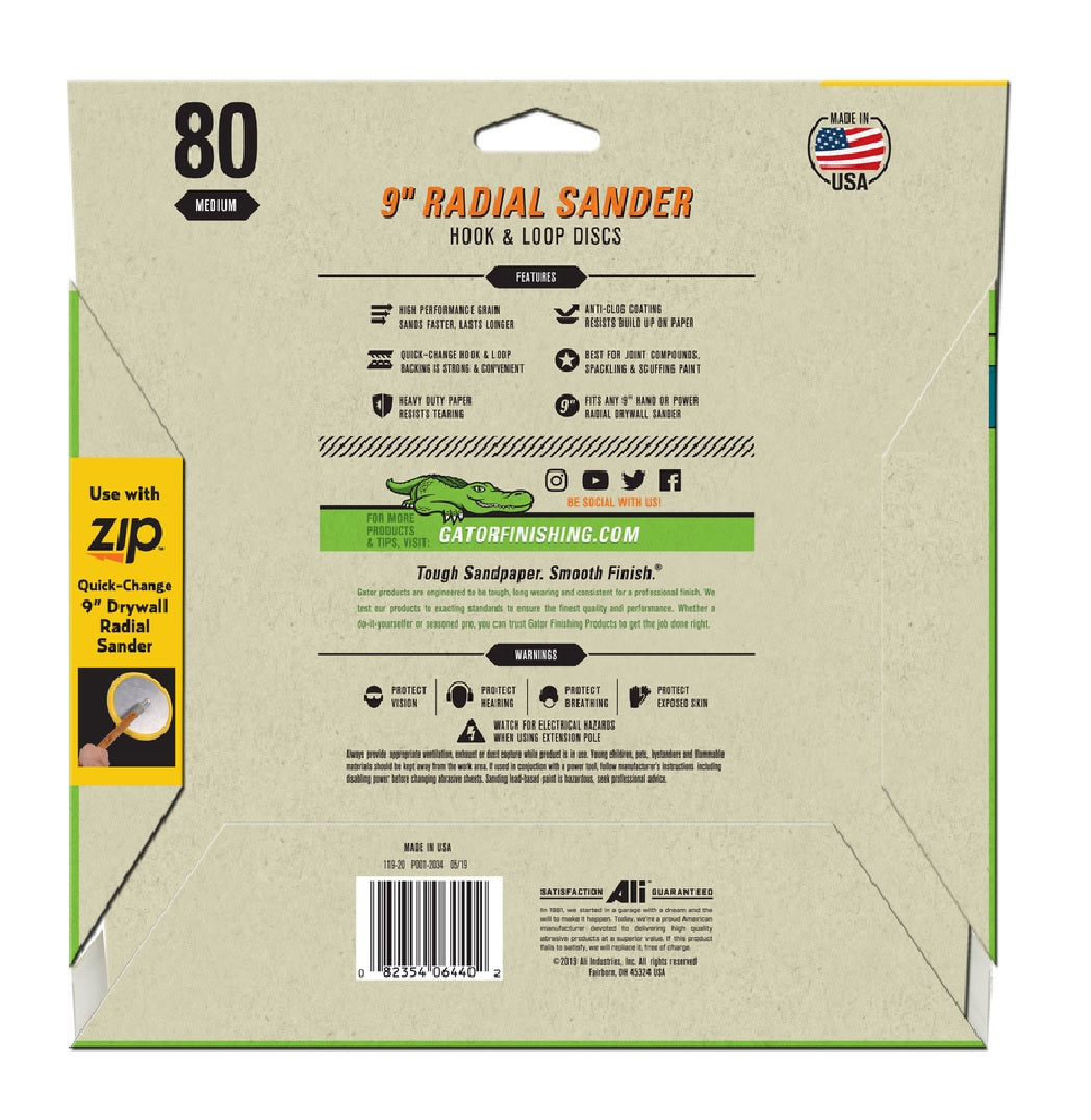 Gator 6440 Hook and Loop Drywall Sanding Disc, Silicon Carbide
