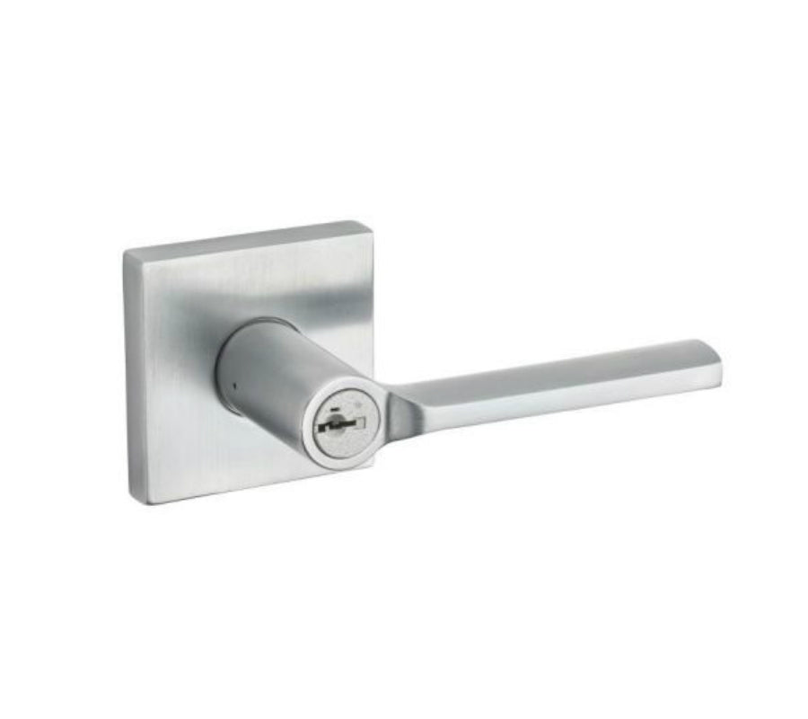 Kwikset 156LSLSQT-26DS Lisbon Square Entry Door Lock, Satin Chrome