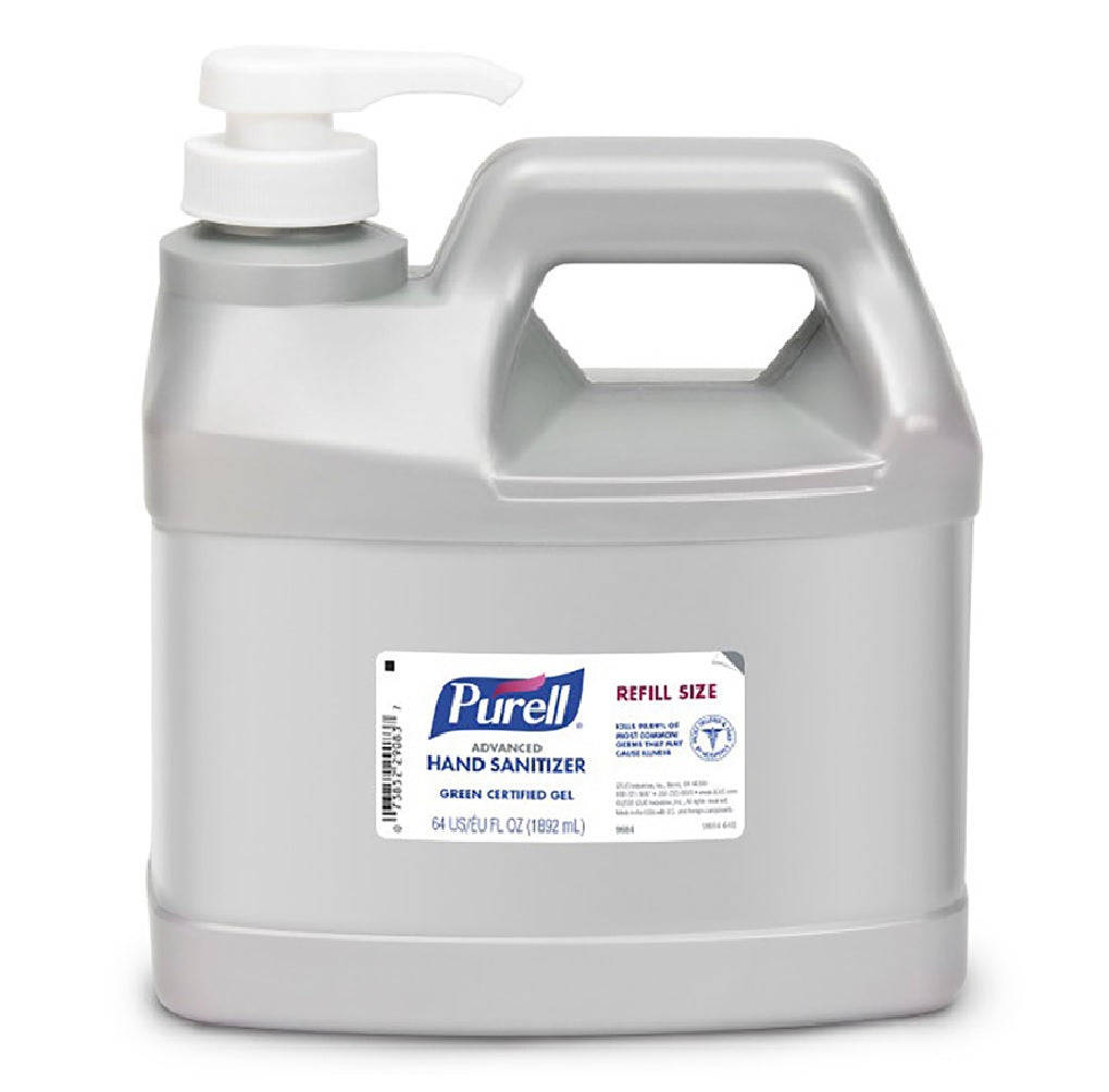 Purell 9684-04 Advanced Hand Sanitizer Unscented Gel, 64 oz, Refill Size