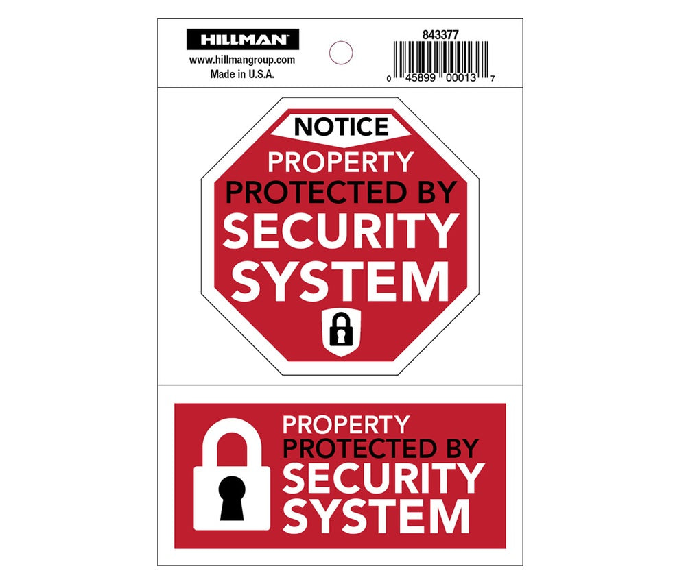 Hillman 843377 English Security Decal, 4" x 6", White