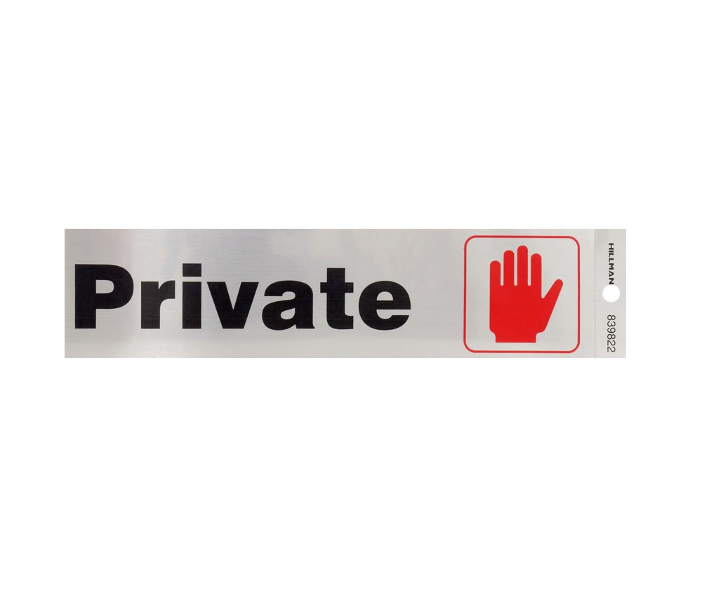 Hillman 839822 English Private Decal, 2" x 8", Silver