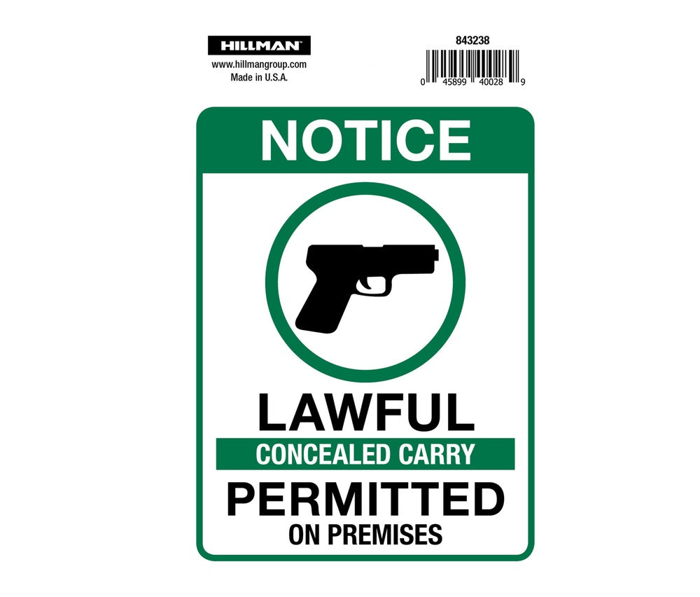 Hillman 843238 English Notice Sign, 10" x 14", White