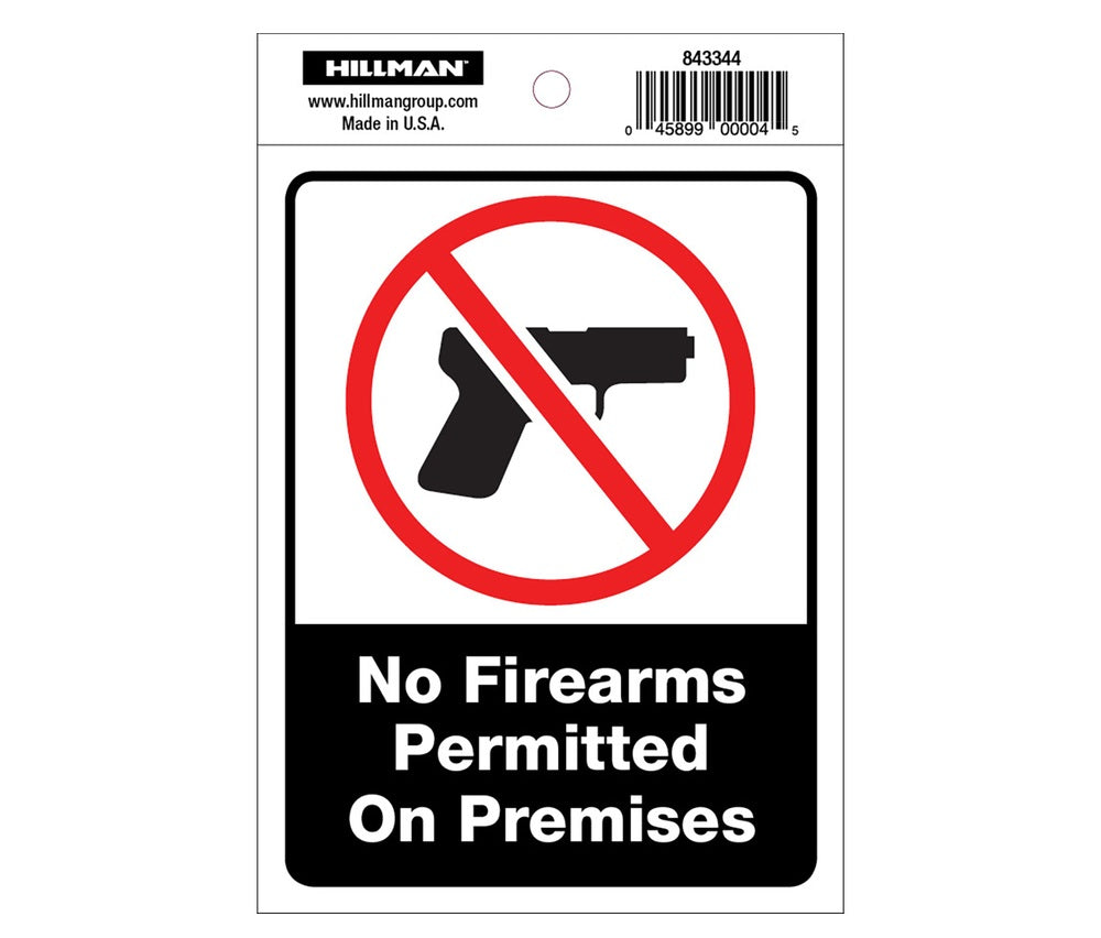Hillman 843344 English Safety Sign, 4" x 6", White