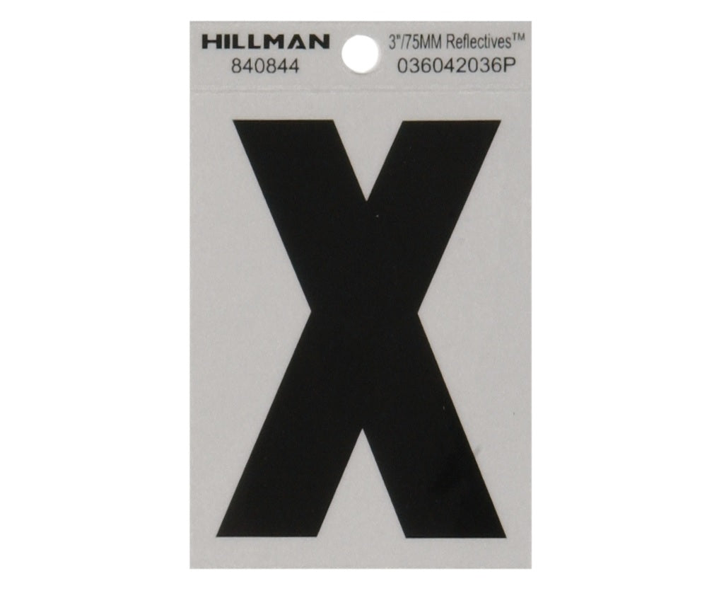 Hillman 840844 Reflective Mylar Self-Adhesive Letter, Black, 1 pc.