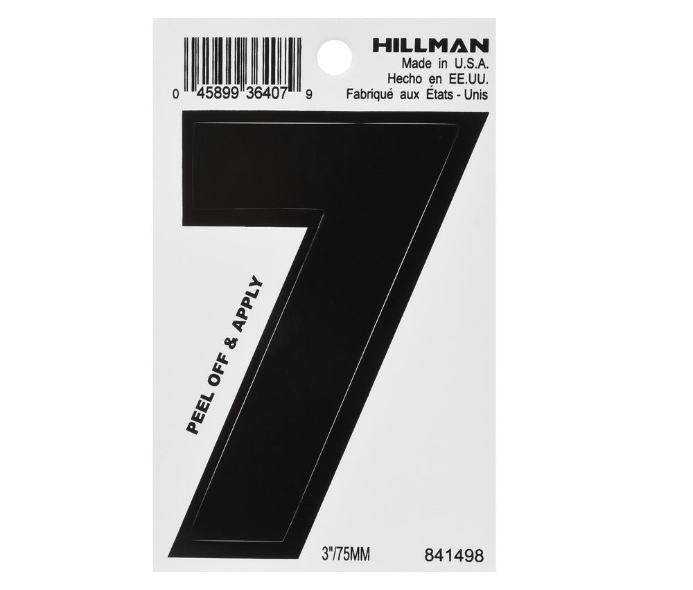 Hillman 841498 Vinyl Self-Adhesive Number, 3", Black, 1 pc