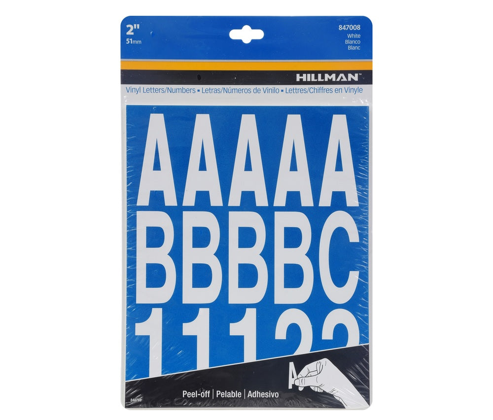 Hillman 847008 Vinyl Self-Adhesive Letter and Number Set 0-9, White