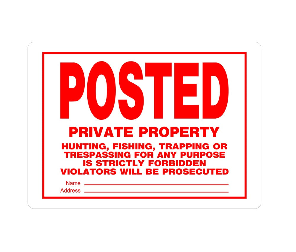 Hillman 840159 English Private Property Sign, 10" x 14", White