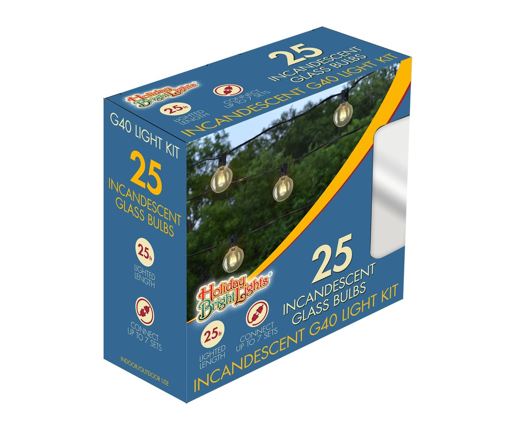 Holiday Bright Lights G40-25-CL Constant String Lights, 25'