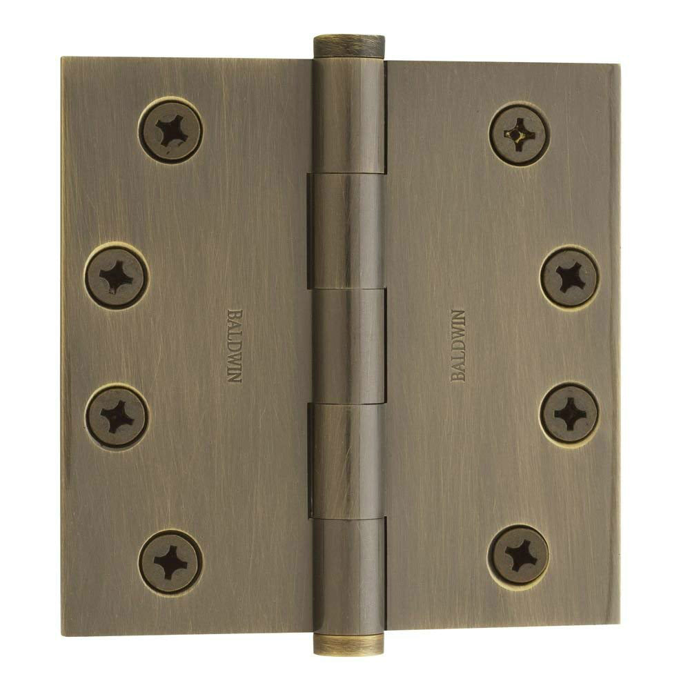 Baldwin 1041050I Square Ball Bearing Mortise Hinge, Antique Brass