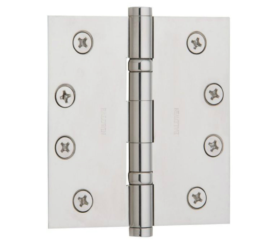 Baldwin 1041055I Square Ball Bearing Mortise Hinge, Bright Nickel