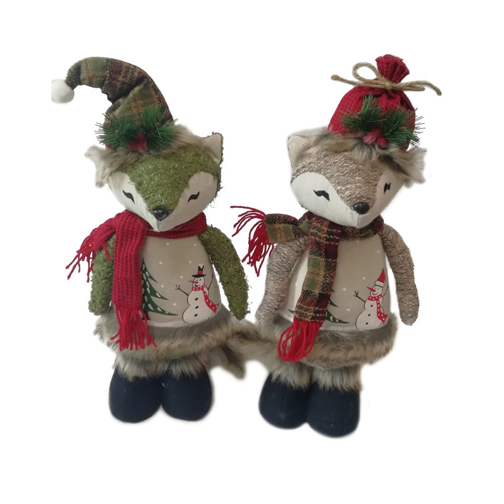 Santas Forest 22515 Fox Plush 2 Assortment Christmas Dcor, 16", Multi