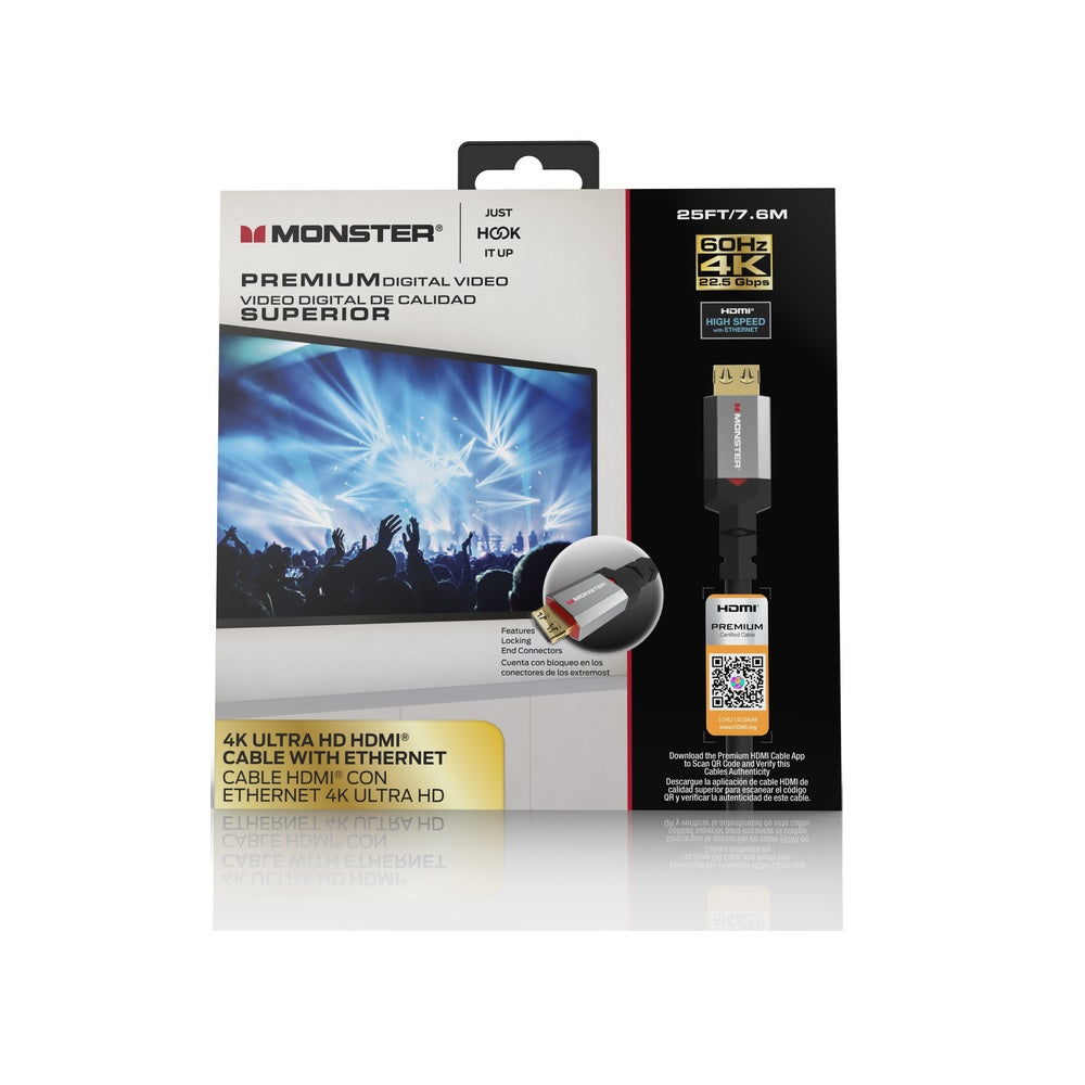 Monster JHIU0125 HDMI Cable With Ethernet, 25', Black
