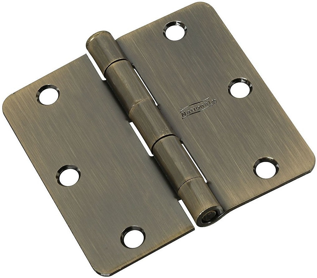 National Hardware N830-173 SPB512RC Round Corner Door Hinge, Antique Brass