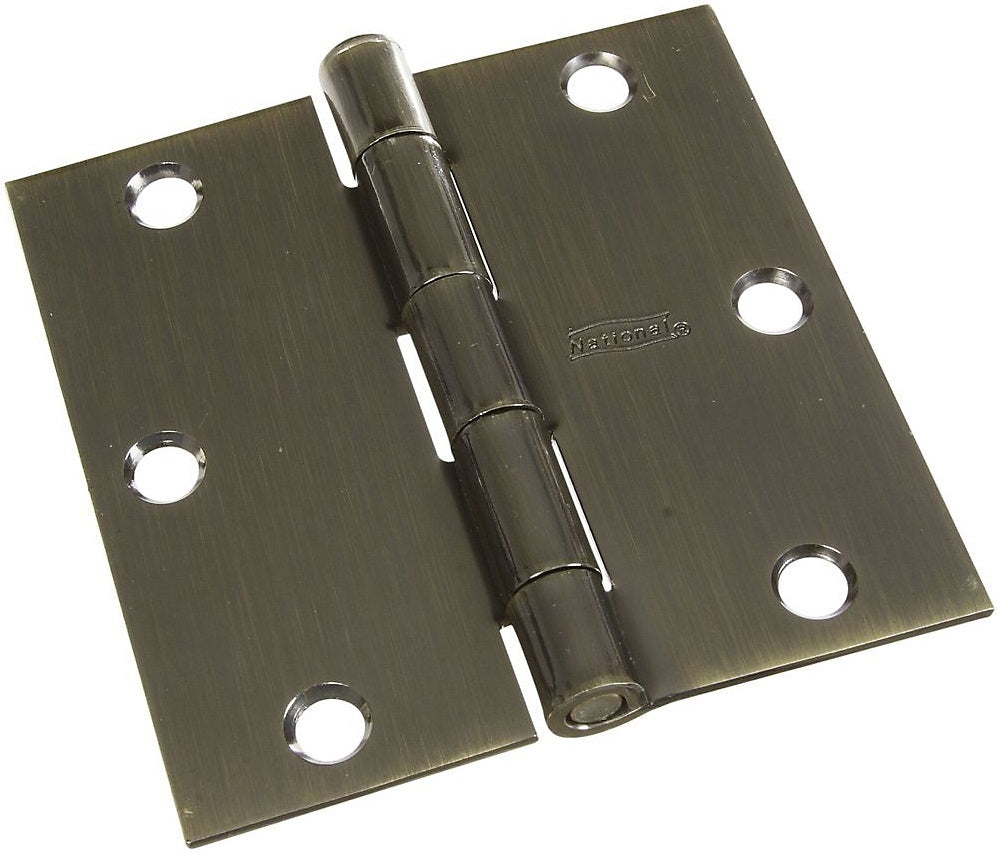 National Hardware N830-178 SPB512 Square Corner Door Hinge, Antique Brass