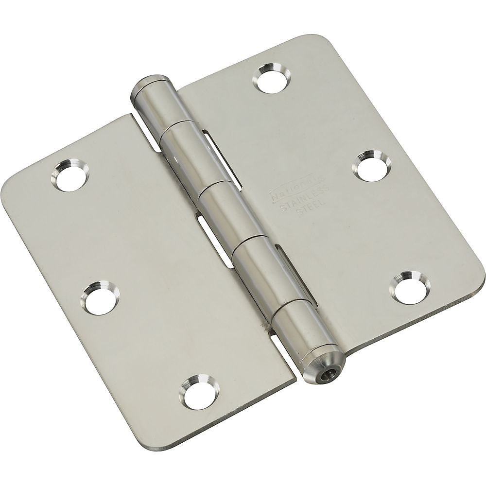 National Hardware N830-272 SPB514RC Door Hinges, Stainless Steel, 3-1/2"