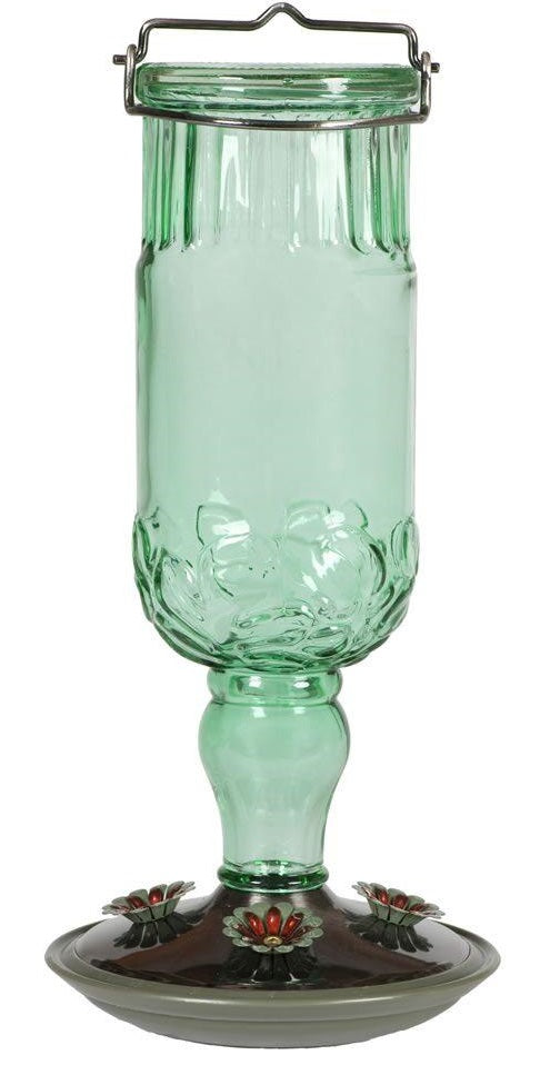 Perky Pet 8120-2 Antique Bottle Hummingbird Bird Feeder, 24 Oz, Glass, Green