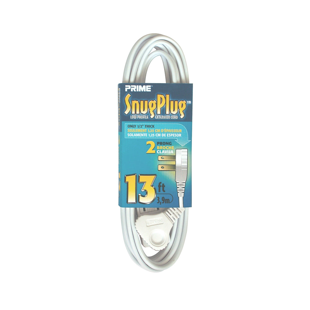 Prime EC920613 Snug Plug Low Profile Extension Cord, White