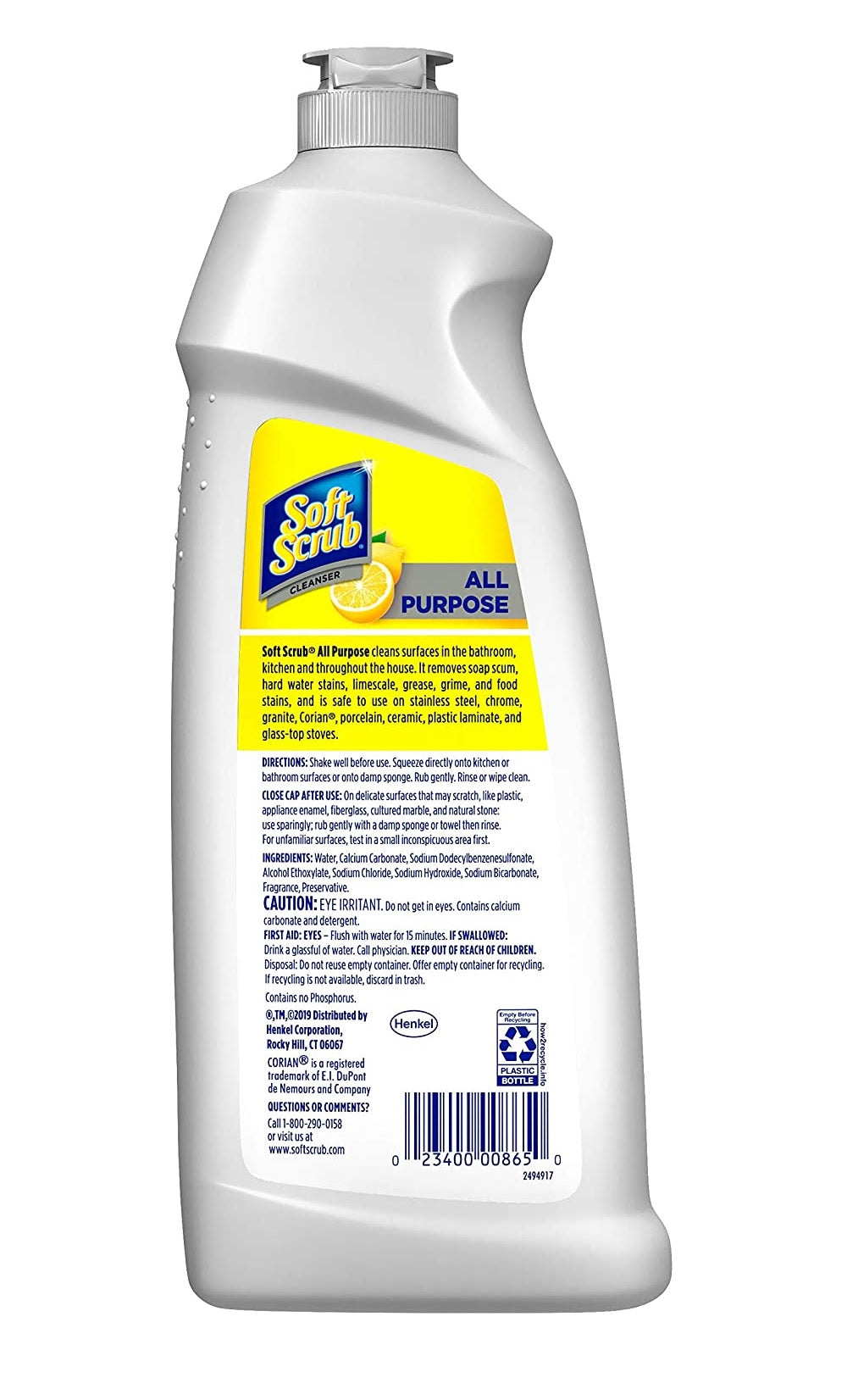 Soft Scrub 000865 All Purpose Surface Cleanser, Lemon, 24 Oz