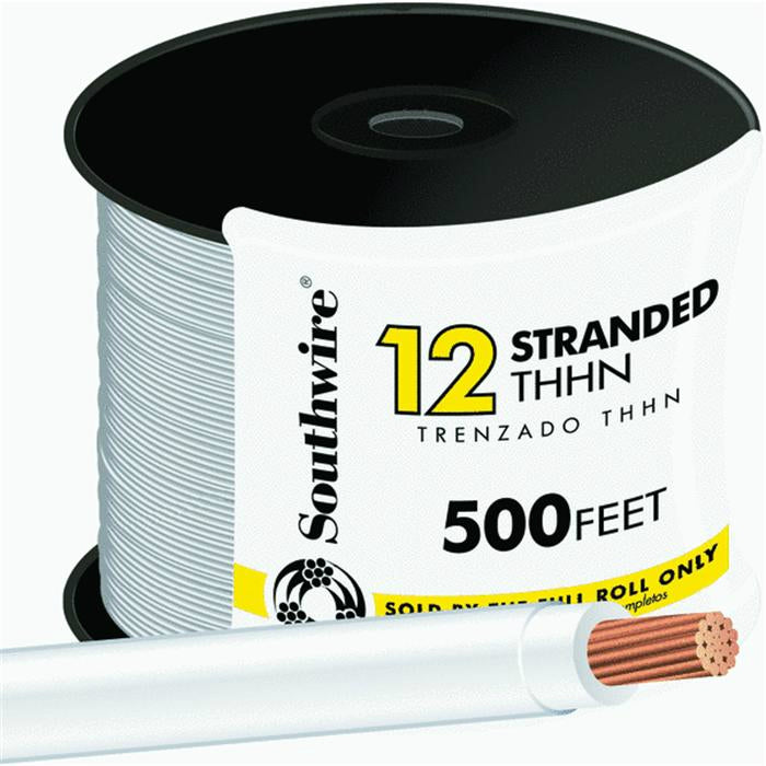 Southwire 22965858 Stranded Copper Thhn Building Wire, 500', White