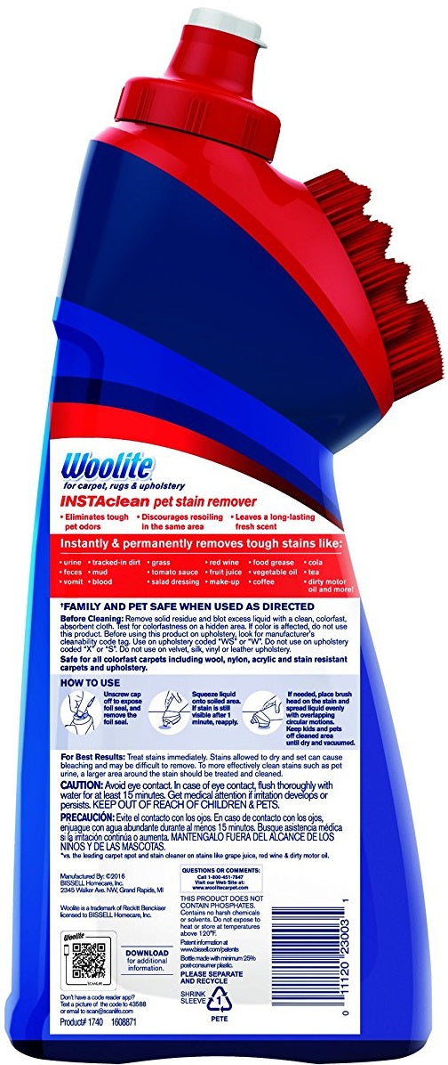Woolite 1740 INSTAclean Pet Oxy Carpet Cleaner, 18 Oz